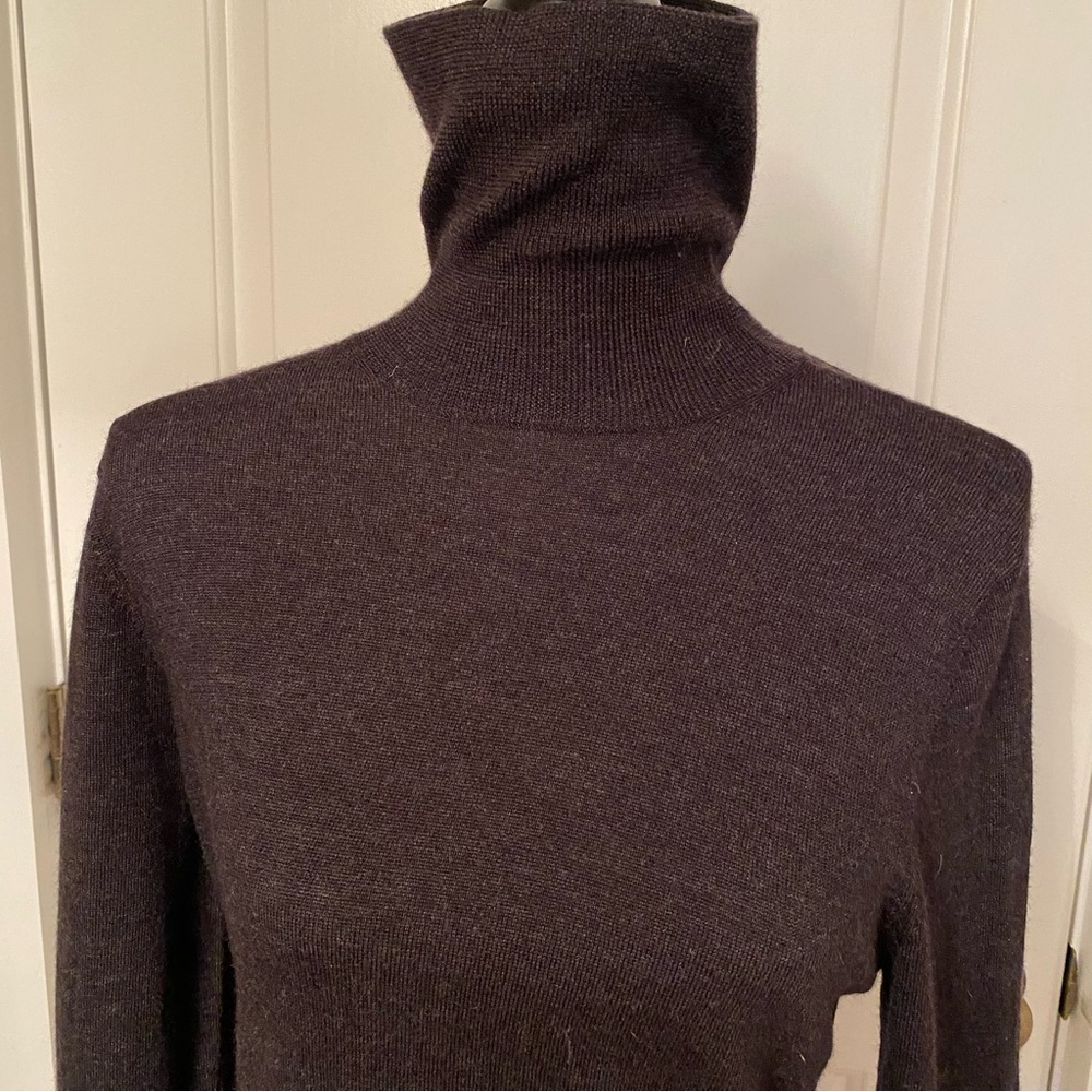 LANDS’ END SWEATER TURTLENECK DARK GRAY LONG SLEEVE WOOL BLEND SIZE S 6-8 - Picture 4 of 10